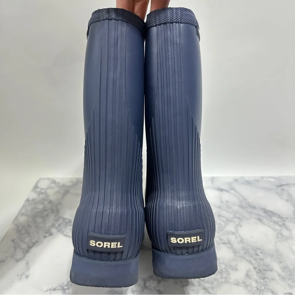 Sorel Women's Joan Rain Short matte blue mid calf water Boots size 10